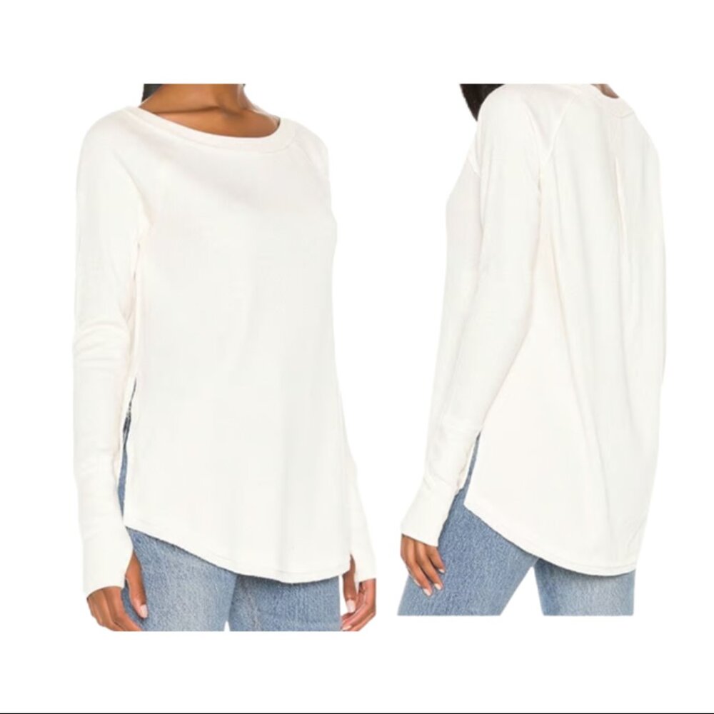 We The Free Snowy Thermal Long Sleeve Top In White Size M